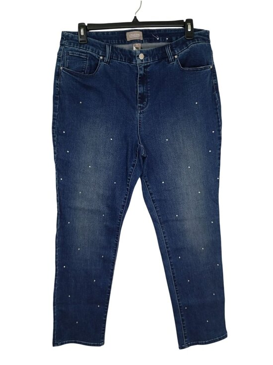Chico's Denim - Chicos Womens Rhinestone Embellished Stretch Denim Jeans Size 3 Regular